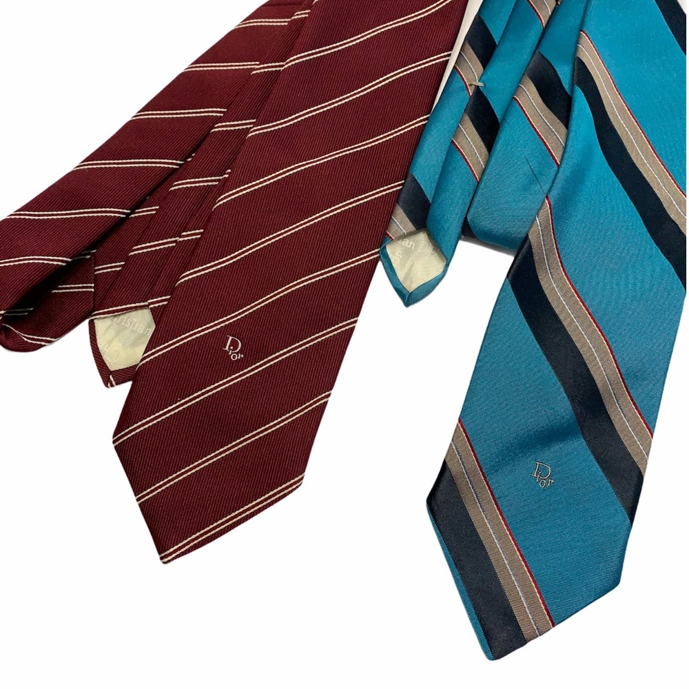 Set of 4 - Christian Dior Neck Ties - Red & Blue - Picture 5 of 7